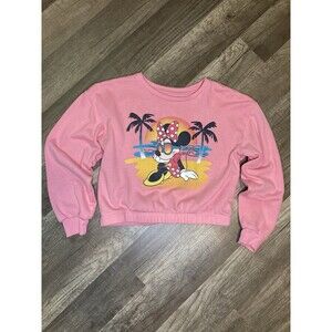 Disney Minnie Mouse Girls 7/8 Cropped Sweatshirt Shirt Pink Top